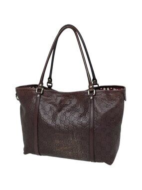 Gucci Guccissima Tote GG Pattern Shoulder Bag Leather Brown